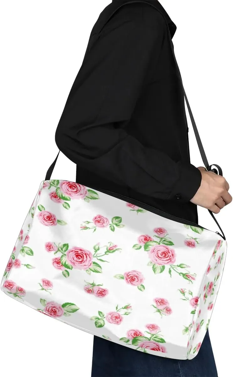 Fresh Roses Flower Small Gym Bag for Men Women Workout Sport Duffle Bag Waterproof Weekender Overnight Bag Lightweight Carry on Tote Bag Crossbody Shoulder Travel Bag for Swim Yoge Dance