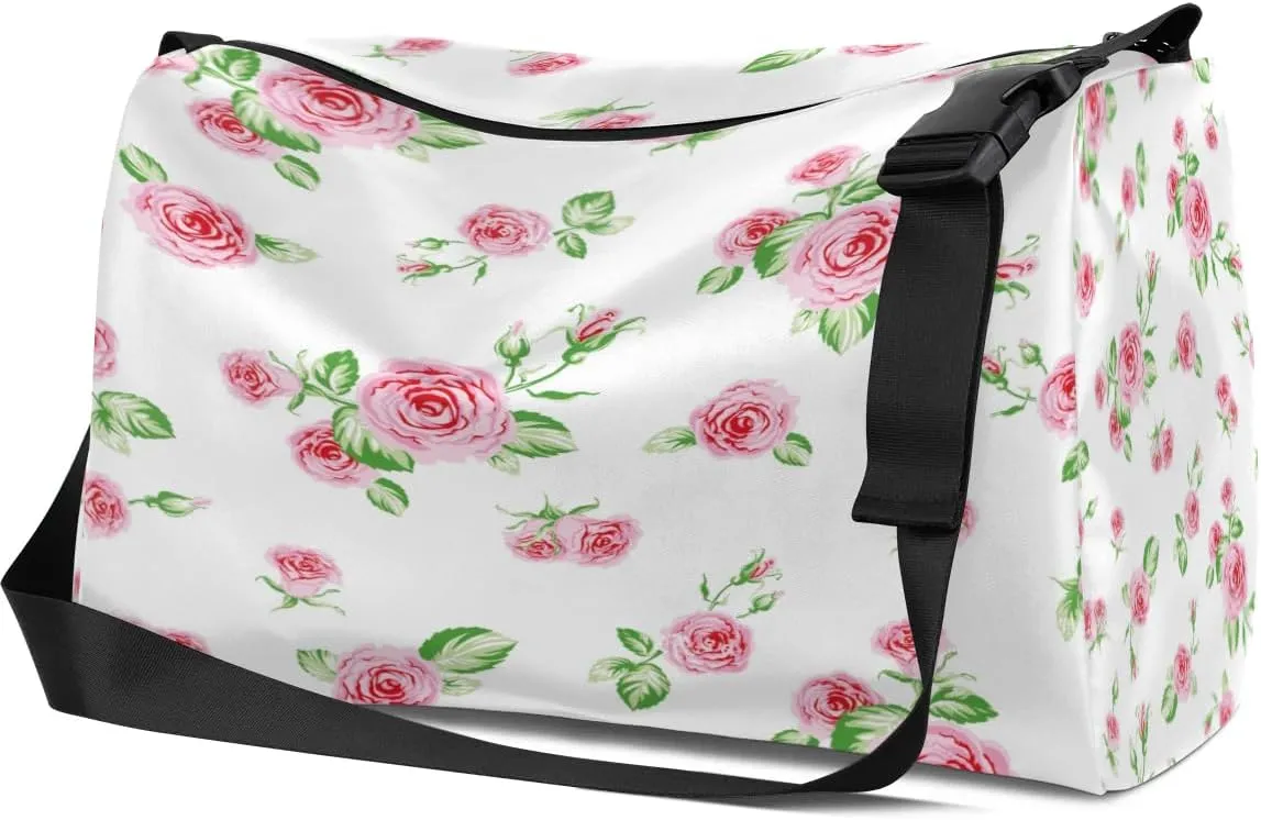 Fresh Roses Flower Small Gym Bag for Men Women Workout Sport Duffle Bag Waterproof Weekender Overnight Bag Lightweight Carry on Tote Bag Crossbody Shoulder Travel Bag for Swim Yoge Dance