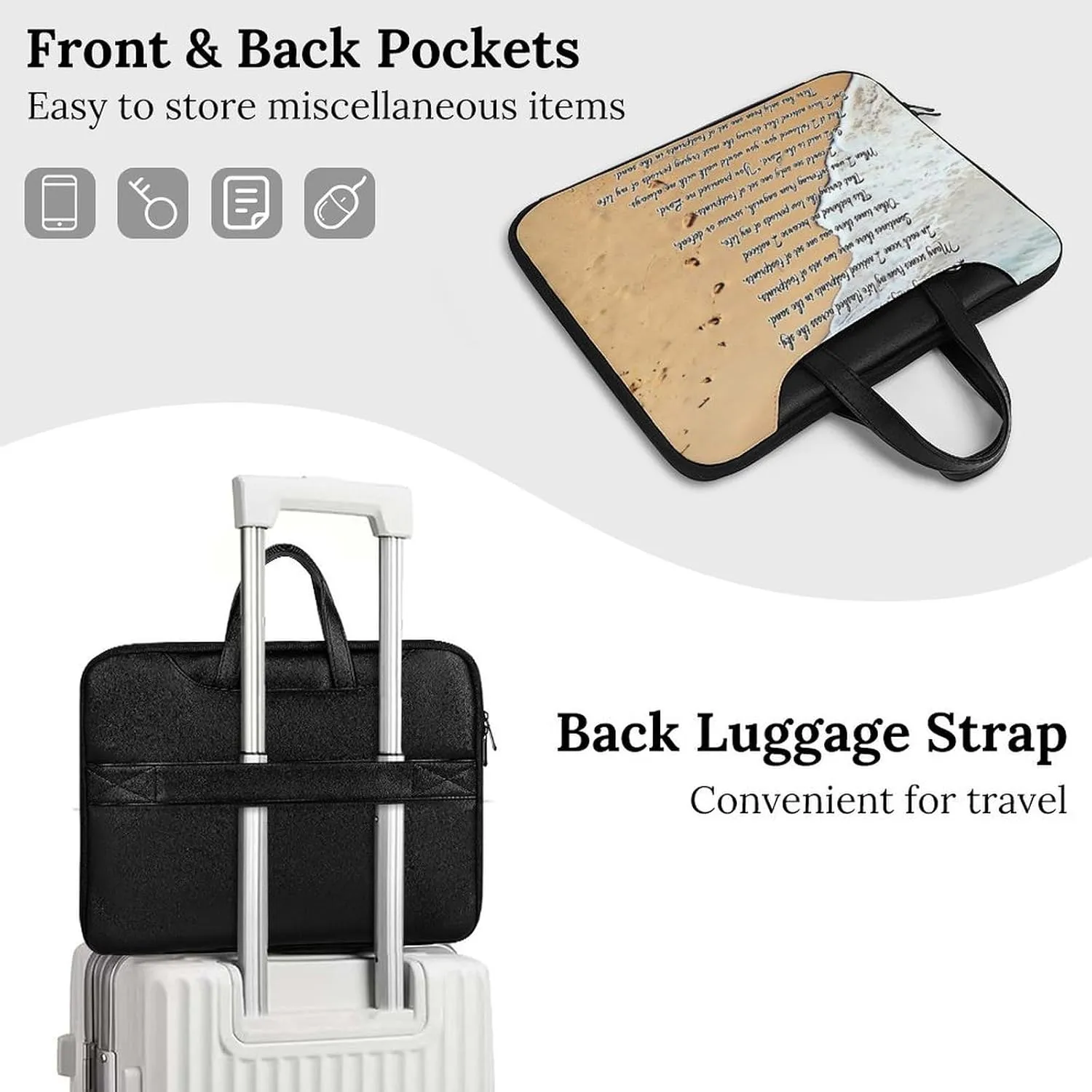 Fresh Sage Green White Leather Computer Bag with Multiple Sizes to Choose From, Convenient to Carry