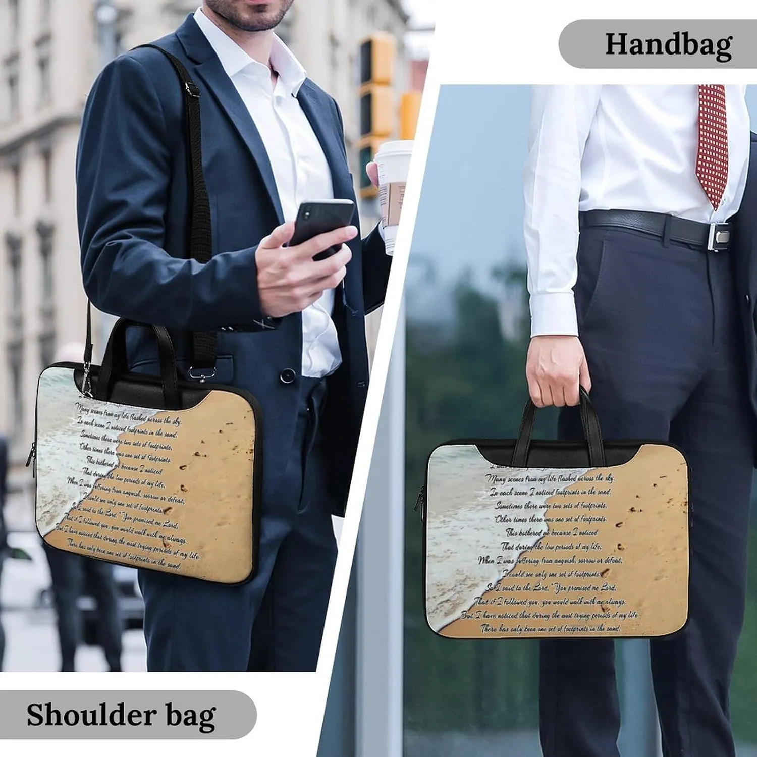 Fresh Sage Green White Leather Computer Bag with Multiple Sizes to Choose From, Convenient to Carry