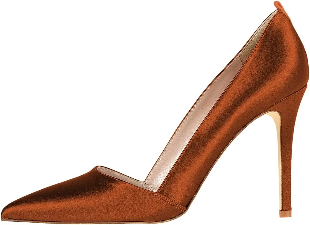 FSJ Women Fashion Closed Pointed Toe Pumps Stiletto High Heels Slip On Two Tone/Solid Color Contrast Party Dress Office Shoes Size 4-15 US