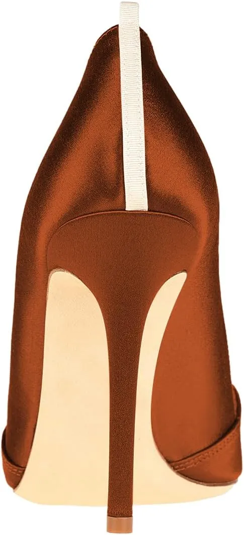 FSJ Women Fashion Closed Pointed Toe Pumps Stiletto High Heels Slip On Two Tone/Solid Color Contrast Party Dress Office Shoes Size 4-15 US