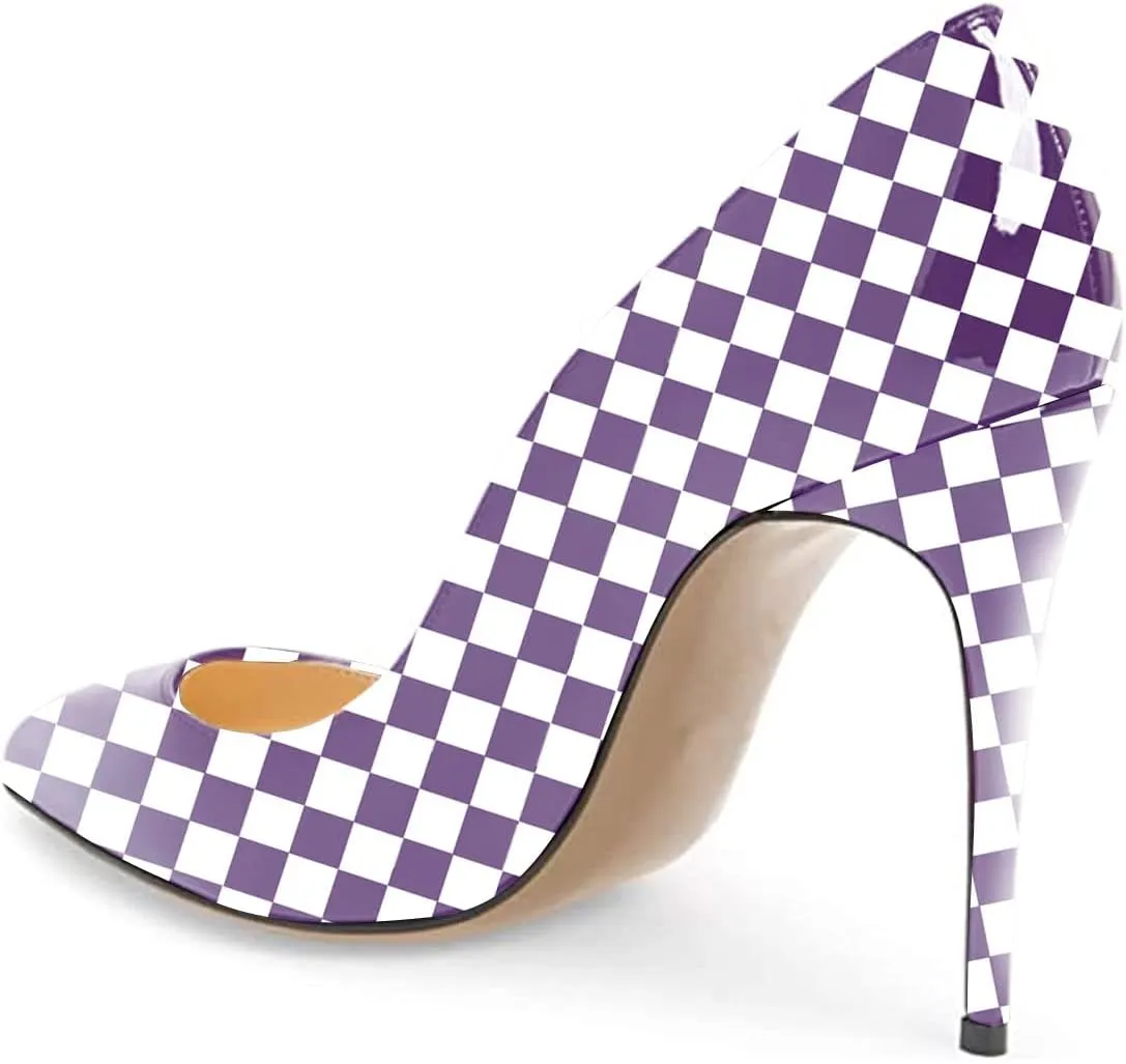 FSJ Women Fashion High Heel Pump Stilettos Pointy Toe Evening Party Dress Print Shoes Size 4-15 US
