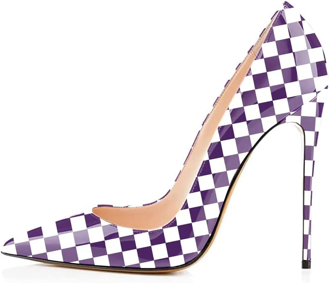 FSJ Women Fashion High Heel Pump Stilettos Pointy Toe Evening Party Dress Print Shoes Size 4-15 US