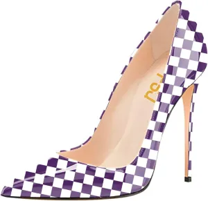 FSJ Women Fashion High Heel Pump Stilettos Pointy Toe Evening Party Dress Print Shoes Size 4-15 US