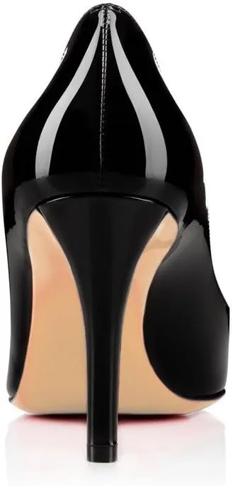 FSJ Women Flattering Peep Toe Party Dress Shoes Glossy Patent Stiletto High Heel Pumps Size 4-15 US
