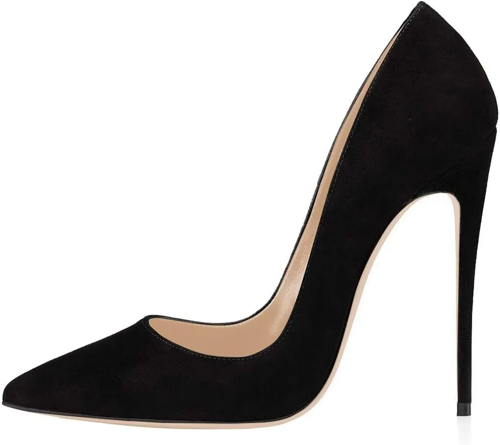 FSJ Women Formal Pointed Toe Pumps High Heel Sexy Stilettos Slip On Office Cute Evening Dress Shoes Size 4-15 US