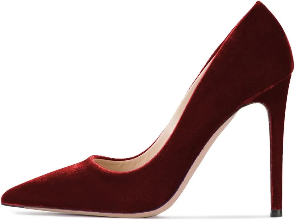 FSJ Women Formal Stiletto High Heels Pumps Pointed Toe Velvet Slide Office Wedding Lady Party Dress Shoes Size 4-15 US