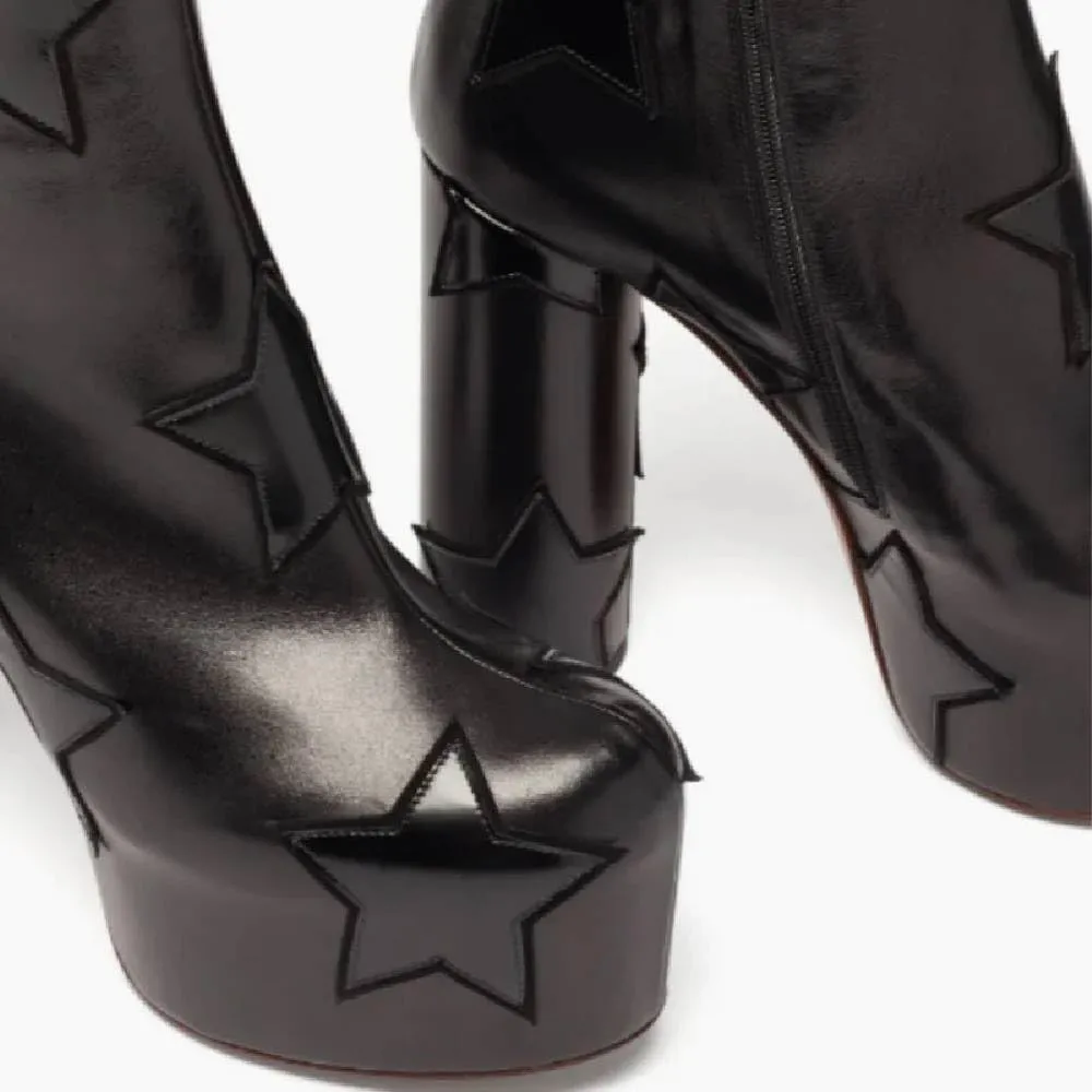 FSJ Women Gorgeous Platform Ankle Boots Closed Round Toe Chunky High Heel Pull On Shoes Size 4-15 US