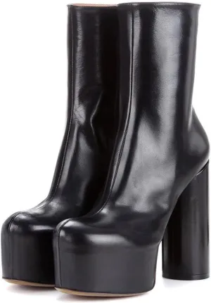 FSJ Women Gorgeous Platform Ankle Boots Closed Round Toe Chunky High Heel Pull On Shoes Size 4-15 US