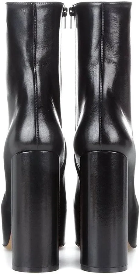 FSJ Women Gorgeous Platform Ankle Boots Closed Round Toe Chunky High Heel Pull On Shoes Size 4-15 US