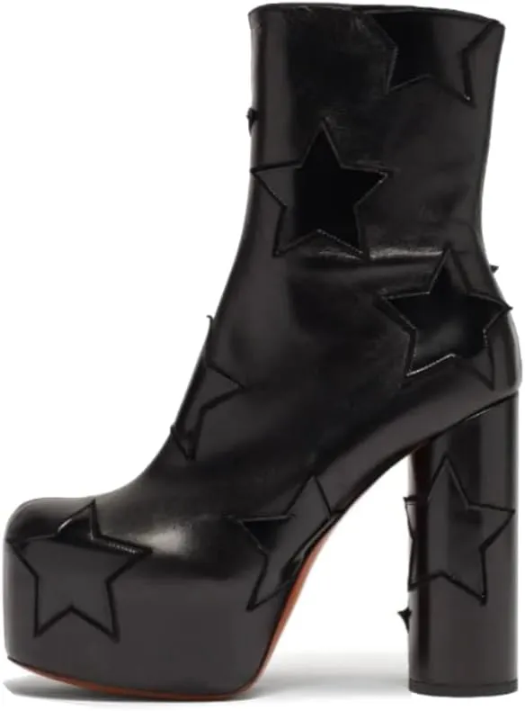 FSJ Women Gorgeous Platform Ankle Boots Closed Round Toe Chunky High Heel Pull On Shoes Size 4-15 US