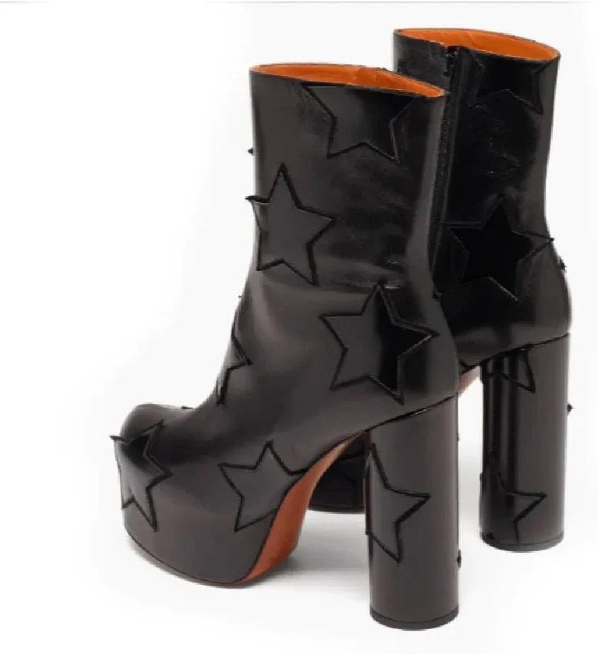 FSJ Women Gorgeous Platform Ankle Boots Closed Round Toe Chunky High Heel Pull On Shoes Size 4-15 US