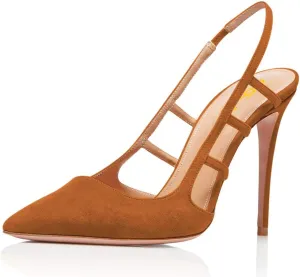FSJ Women Pointy Toe Cutout Slip On Pumps Stilettos High Heel Slingback Gladiator Evening Office Lady Dress Shoes Size 4-15 US