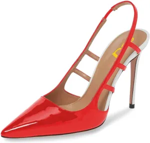 FSJ Women Pointy Toe Cutout Slip On Pumps Stilettos High Heel Slingback Gladiator Evening Office Lady Dress Shoes Size 4-15 US