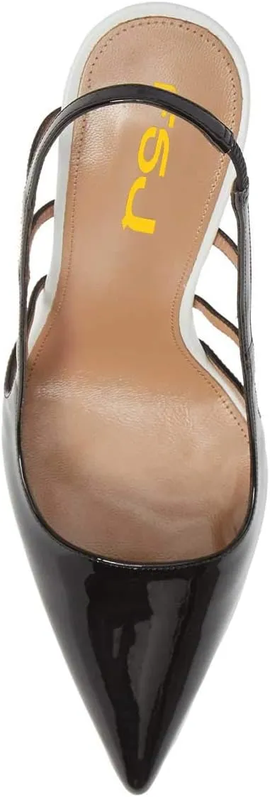 FSJ Women Pointy Toe Cutout Slip On Pumps Stilettos High Heel Slingback Gladiator Evening Office Lady Dress Shoes Size 4-15 US