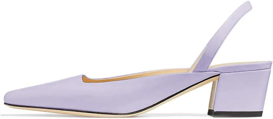 FSJ Women Retro Square Toe Slingback Sandals Comfortable Low Block Heel Pump Evening Office Shoes