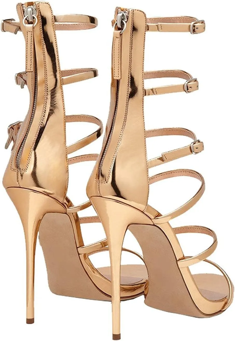 FSJ Women Sexy Strappy Gladiator Wedding Sandals High Heel Stiletto Shoes for Summer Prom Party Size 4-15 US
