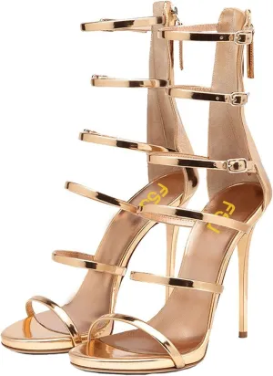 FSJ Women Sexy Strappy Gladiator Wedding Sandals High Heel Stiletto Shoes for Summer Prom Party Size 4-15 US