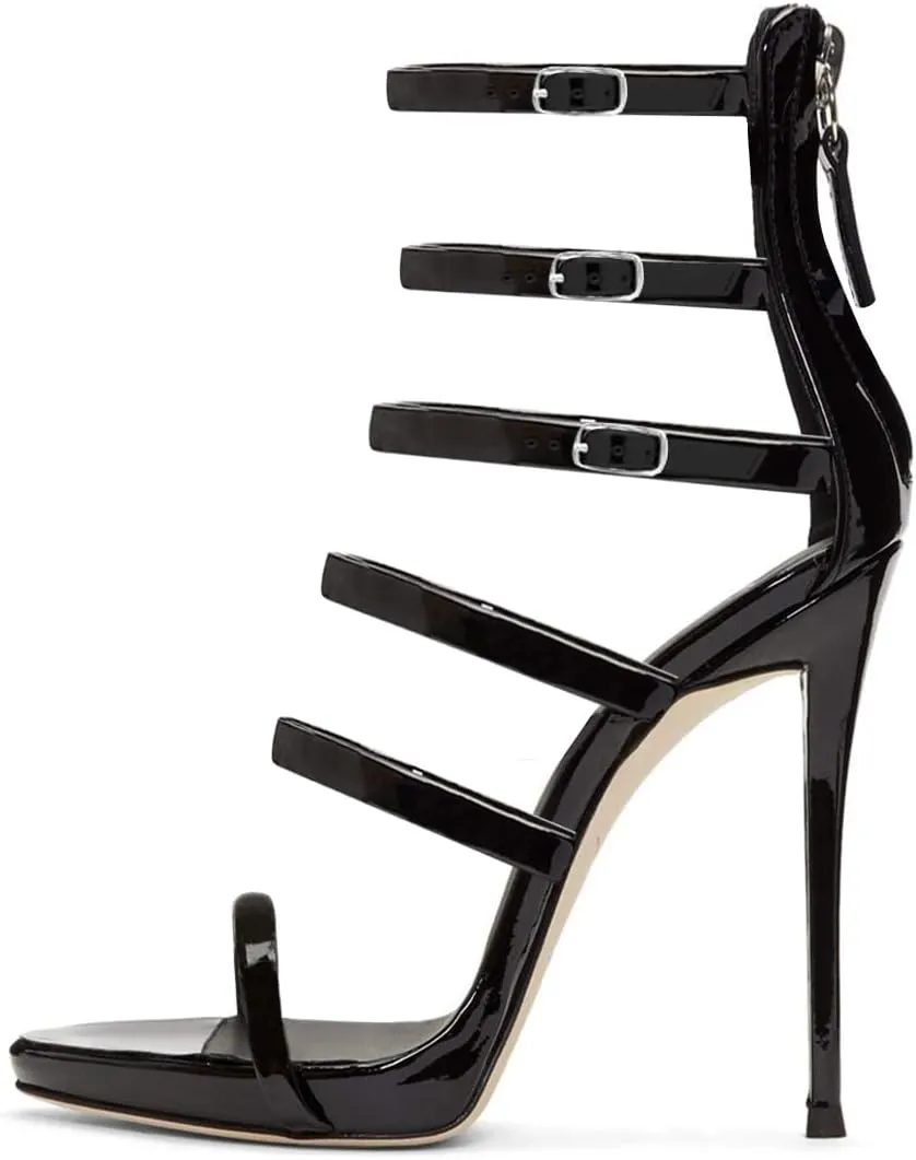 FSJ Women Sexy Strappy Gladiator Wedding Sandals High Heel Stiletto Shoes for Summer Prom Party Size 4-15 US