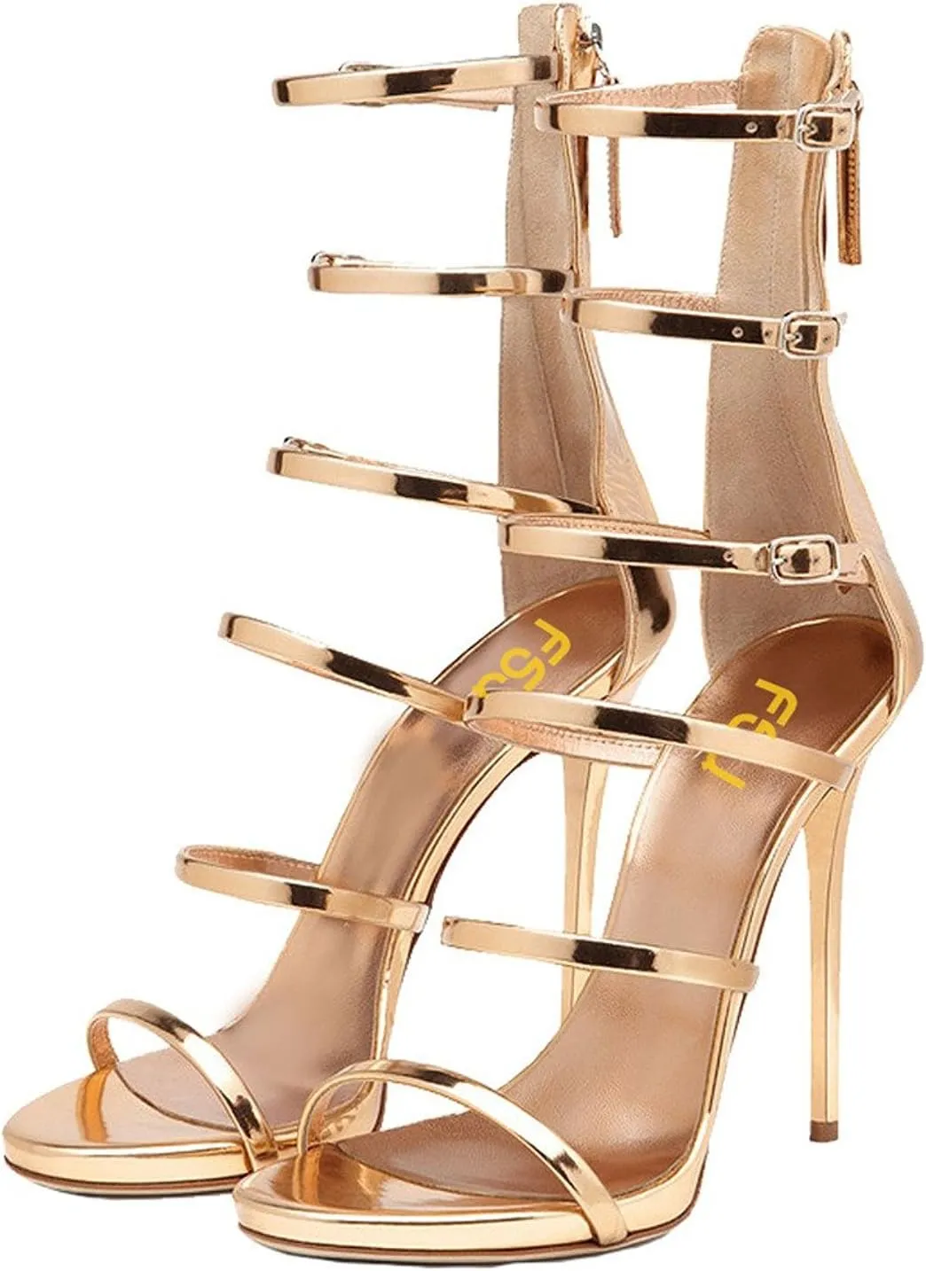 FSJ Women Sexy Strappy Gladiator Wedding Sandals High Heel Stiletto Shoes for Summer Prom Party Size 4-15 US