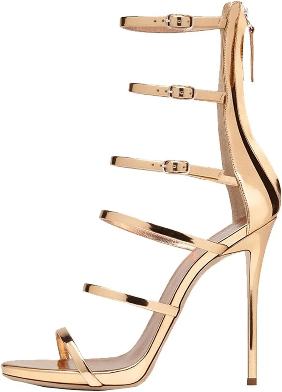 FSJ Women Sexy Strappy Gladiator Wedding Sandals High Heel Stiletto Shoes for Summer Prom Party Size 4-15 US