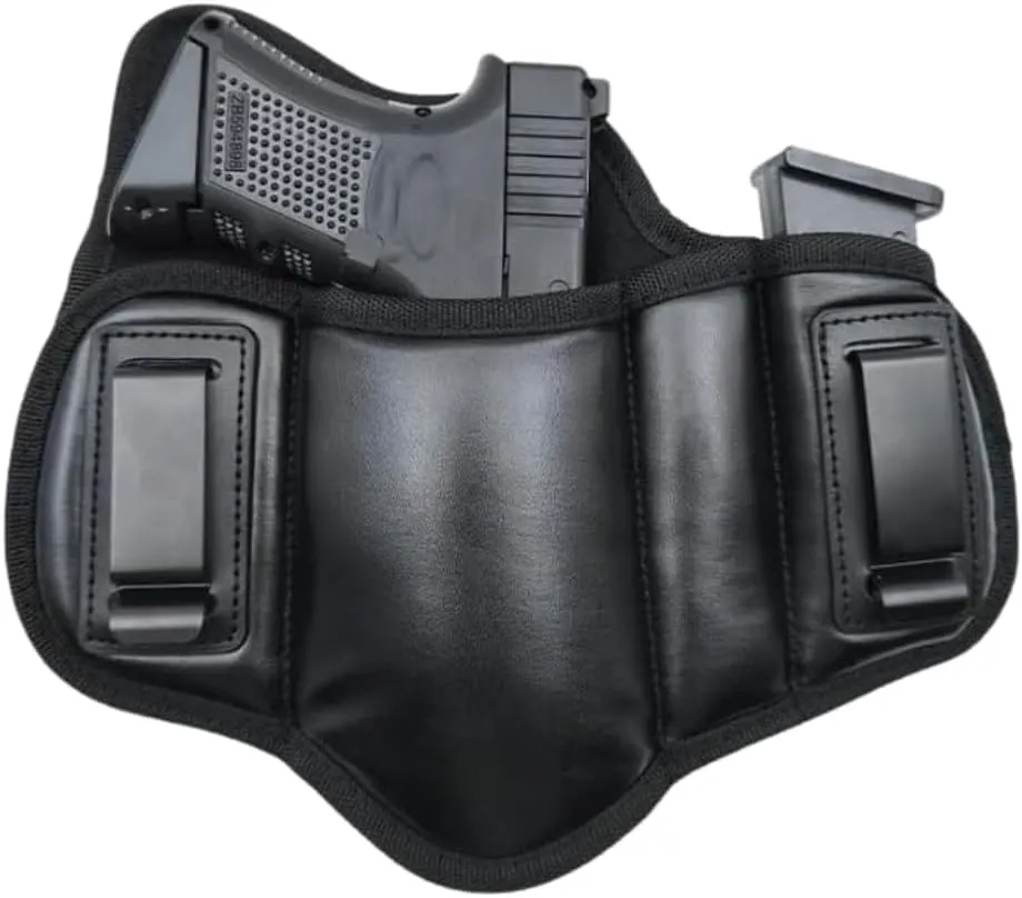Fujobi Pancake Holster, Gun IWB Holster Faux Leather Compatible with G19 23 32 26 27 30 33, M&P Shield, XDs, P320, Taurus Holsters