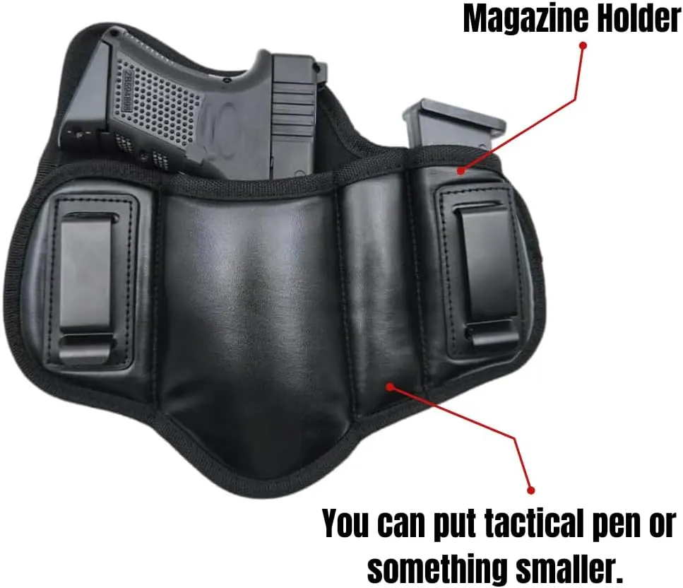 Fujobi Pancake Holster, Gun IWB Holster Faux Leather Compatible with G19 23 32 26 27 30 33, M&P Shield, XDs, P320, Taurus Holsters