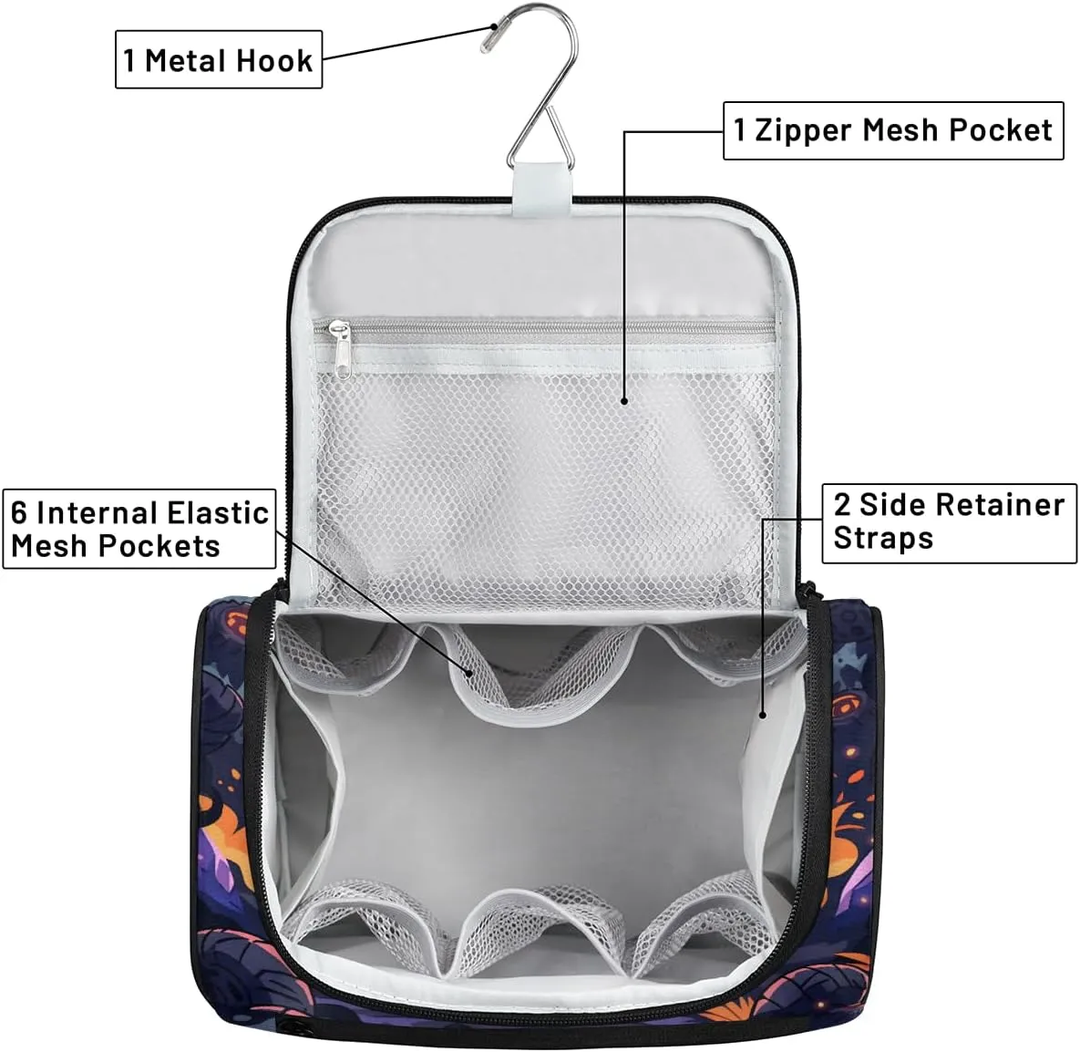 Funny Monster Car Travel Toiletry Bag for Men and Women, Large Hanging Makeup Bag Organizer Toiletries Bag for Travel, Cosmetic Bag with Handle
