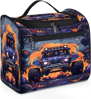 Funny Monster Car Travel Toiletry Bag for Men and Women, Large Hanging Makeup Bag Organizer Toiletries Bag for Travel, Cosmetic Bag with Handle