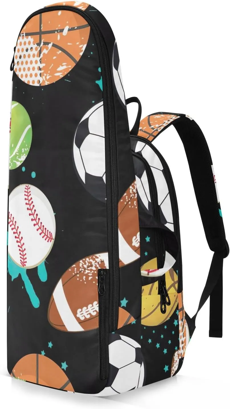 GAIGEO Cool Soccer Graffiti Pickleball Backpack, Multiple Storage Compartments Tennis Racket Backpack, Foldable Pocket
