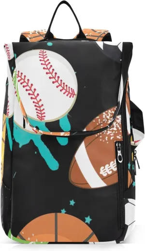 GAIGEO Cool Soccer Graffiti Pickleball Backpack, Multiple Storage Compartments Tennis Racket Backpack, Foldable Pocket
