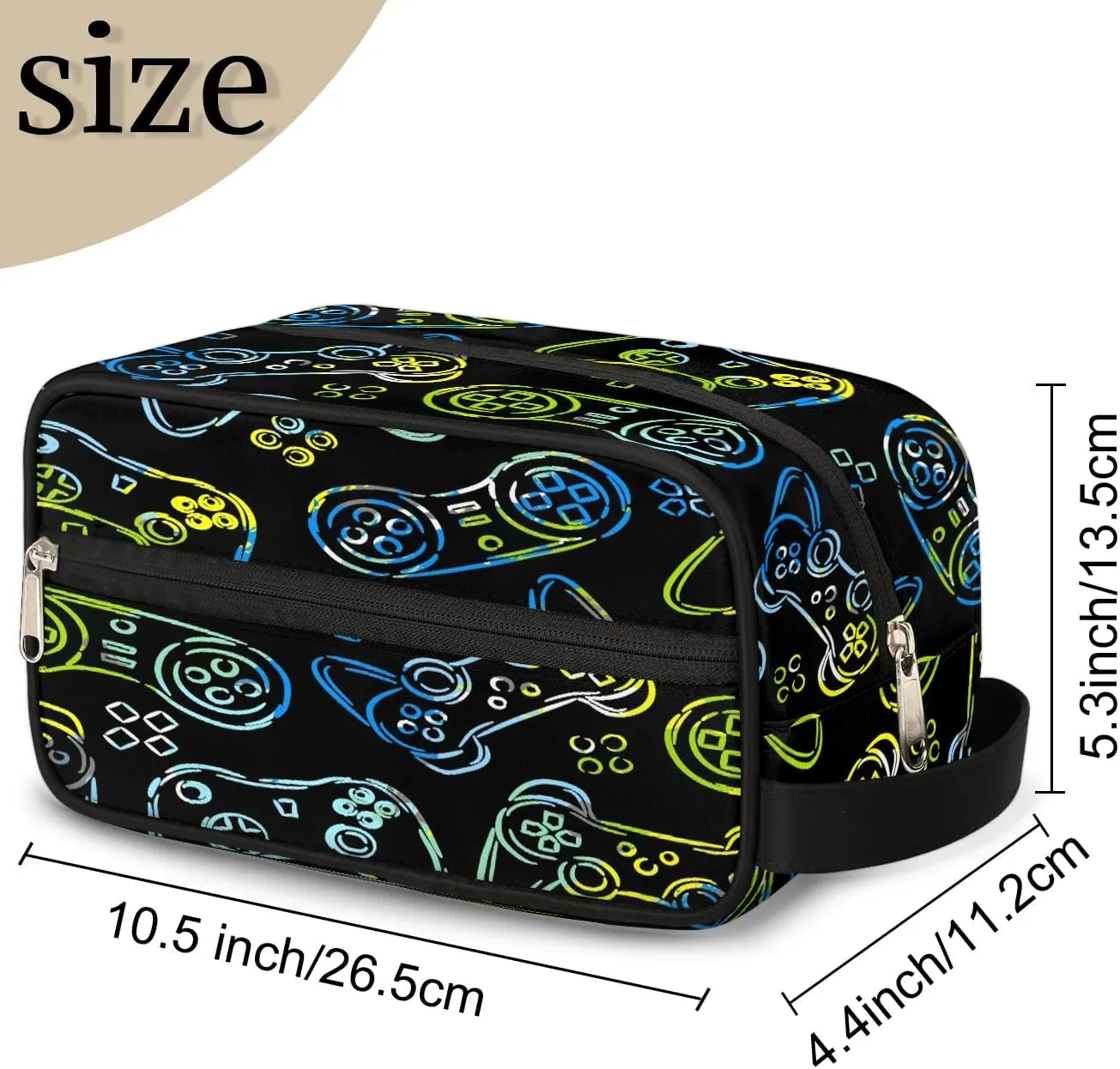 Game Boys Toiletry Bag, Hanging Kids Dopp Kit, Waterproof Lightweight Boys Makeup Bag Shaving Bag Grooming Bag for Hygiene Kit Essential