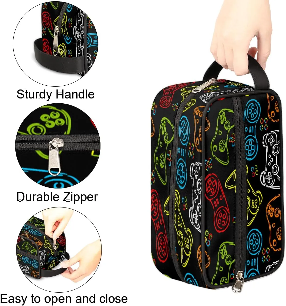 Game Joysticks Travel Toiletry Bag for Boys Men, Video Games Waterproof Hanging Dopp Kit for Teens, Shaving Bag with Large Capacity for Travel,Sports
