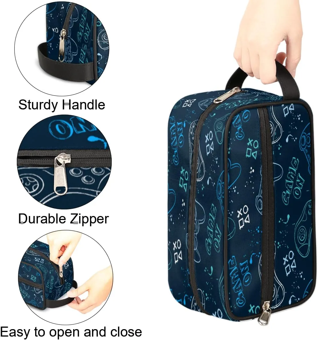 Game Joysticks Travel Toiletry Bag for Boys Men, Waterproof Hanging Dopp Kit for Teens Kids, Shaving Bag with Large Capacity for Travel, Sports, Shower