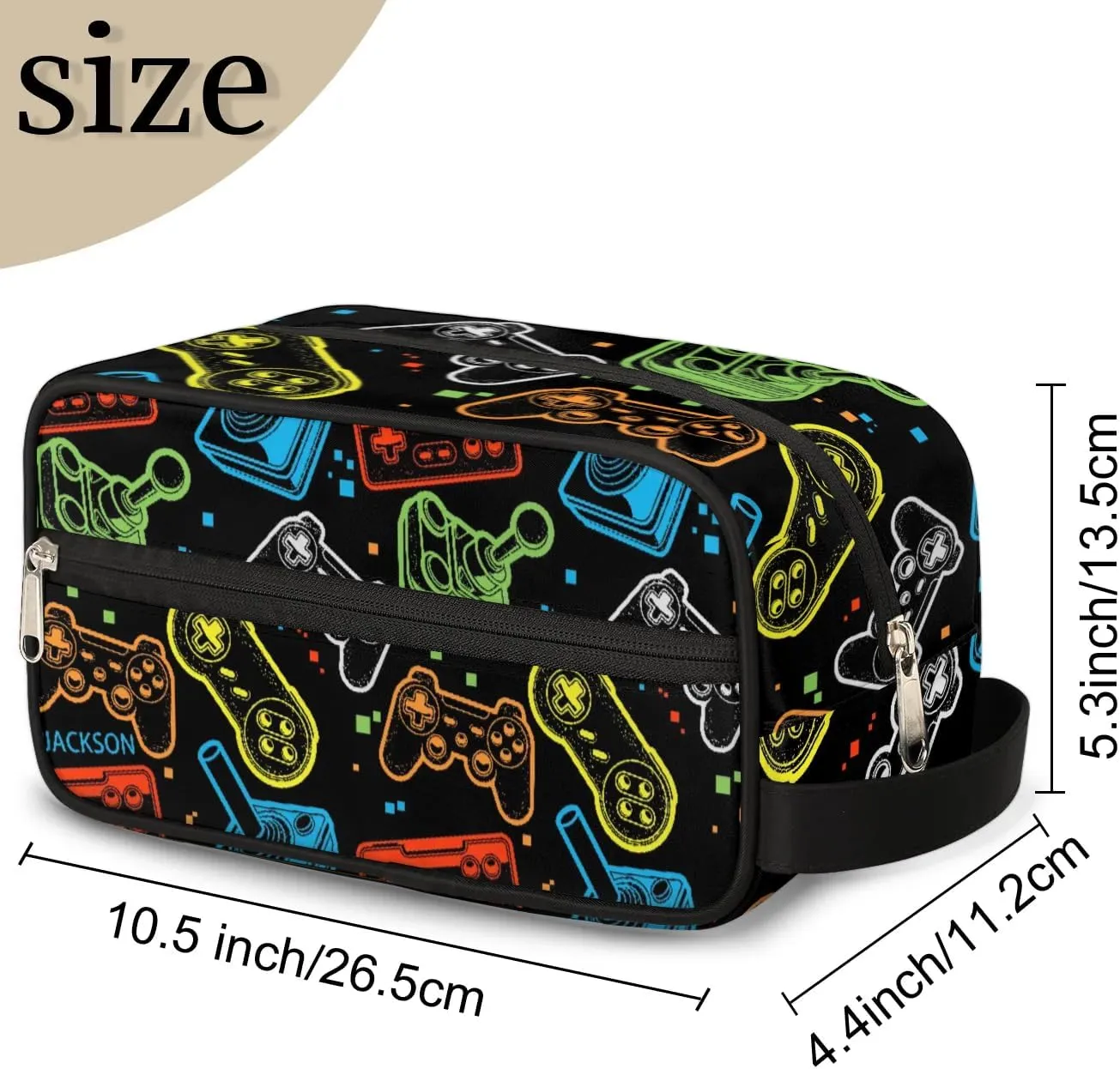 Gaming Cool Print Toiletry Bag for Boys Men, Travel Toiletry Bag for Woman Cosmetic Makeup Bag, Retro Video Game Controller Waterproof Shaving Bag for Toiletries Accessories Travel Essentials