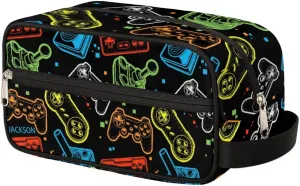 Gaming Cool Print Toiletry Bag for Boys Men, Travel Toiletry Bag for Woman Cosmetic Makeup Bag, Retro Video Game Controller Waterproof Shaving Bag for Toiletries Accessories Travel Essentials