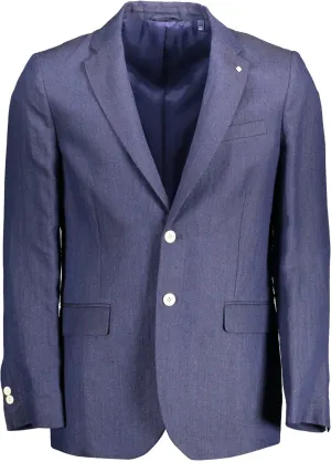 GANT Blue Linen Men Men's Jacket