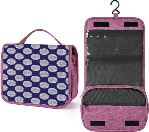 Garden Theme,Waterproof Travel Toiletry Hanging Bag,Blossoming Flowers,Makeup bag,Travel Organizers,Cosmetic Travel-Sized Container,Large Capacity for Women,Dark Blue