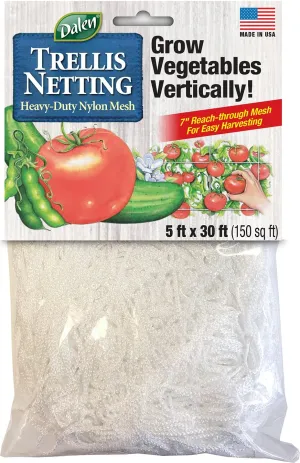 Gardeneer by Dalen Trellis Netting for Vertical Gardening – Heavy Duty Material – Tangle Free Nylon - 7" Mesh - 5' x 30'