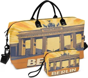 Gate Berlin Sports Gym Bag for Women Men Travel Duffel Bag Weekend Overnight Carry on Bag with Toiletry Bag Air Travel Bag for Workout Swimming Yoga Plane Hospital