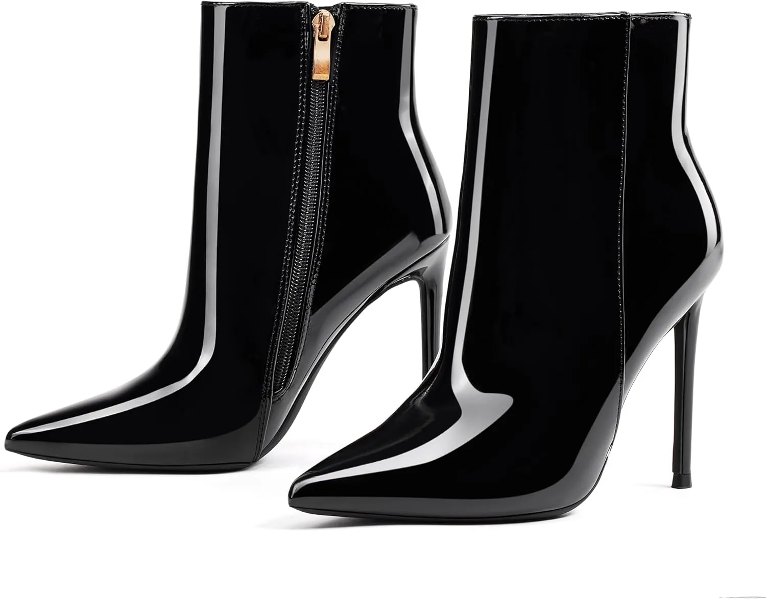 GENSHUO Ankle Boots For Women Pointed Toe 4 Inch High Heel Zipper Stiletto Heels Fall Booties