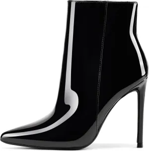 GENSHUO Ankle Boots For Women Pointed Toe 4 Inch High Heel Zipper Stiletto Heels Fall Booties