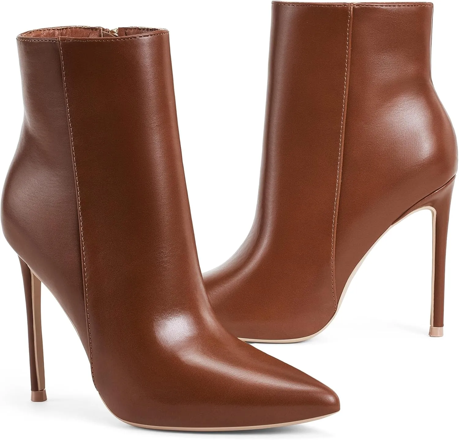 GENSHUO Ankle Boots For Women Pointed Toe 4 Inch High Heel Zipper Stiletto Heels Fall Booties