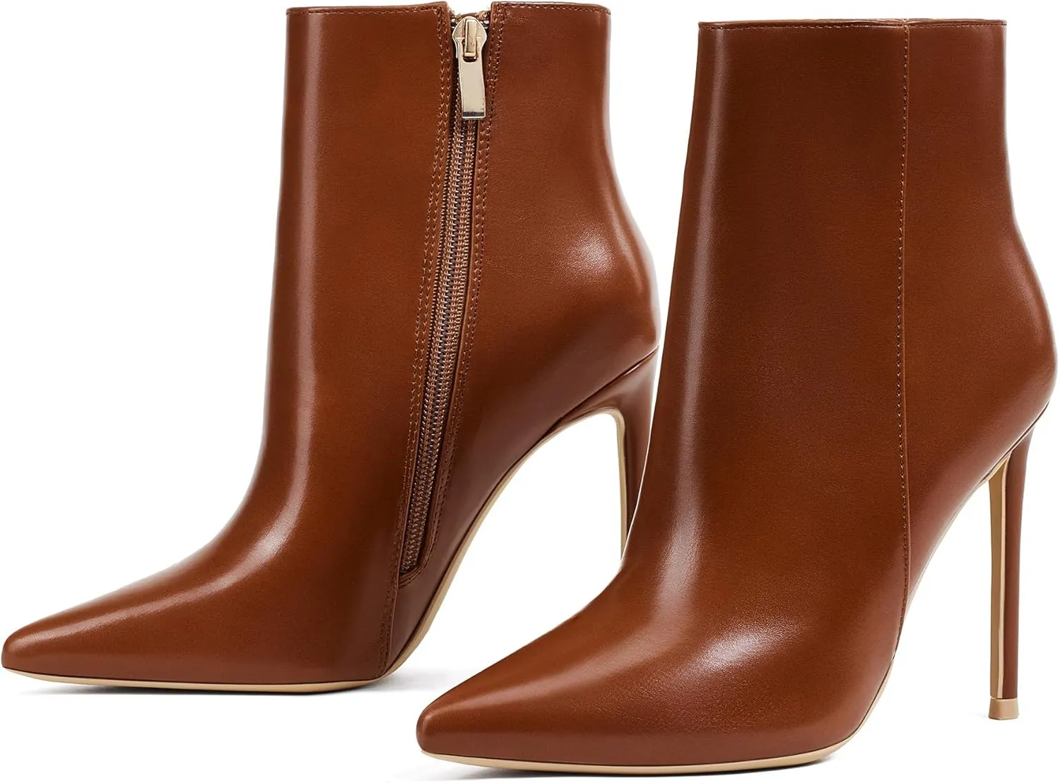 GENSHUO Ankle Boots For Women Pointed Toe 4 Inch High Heel Zipper Stiletto Heels Fall Booties