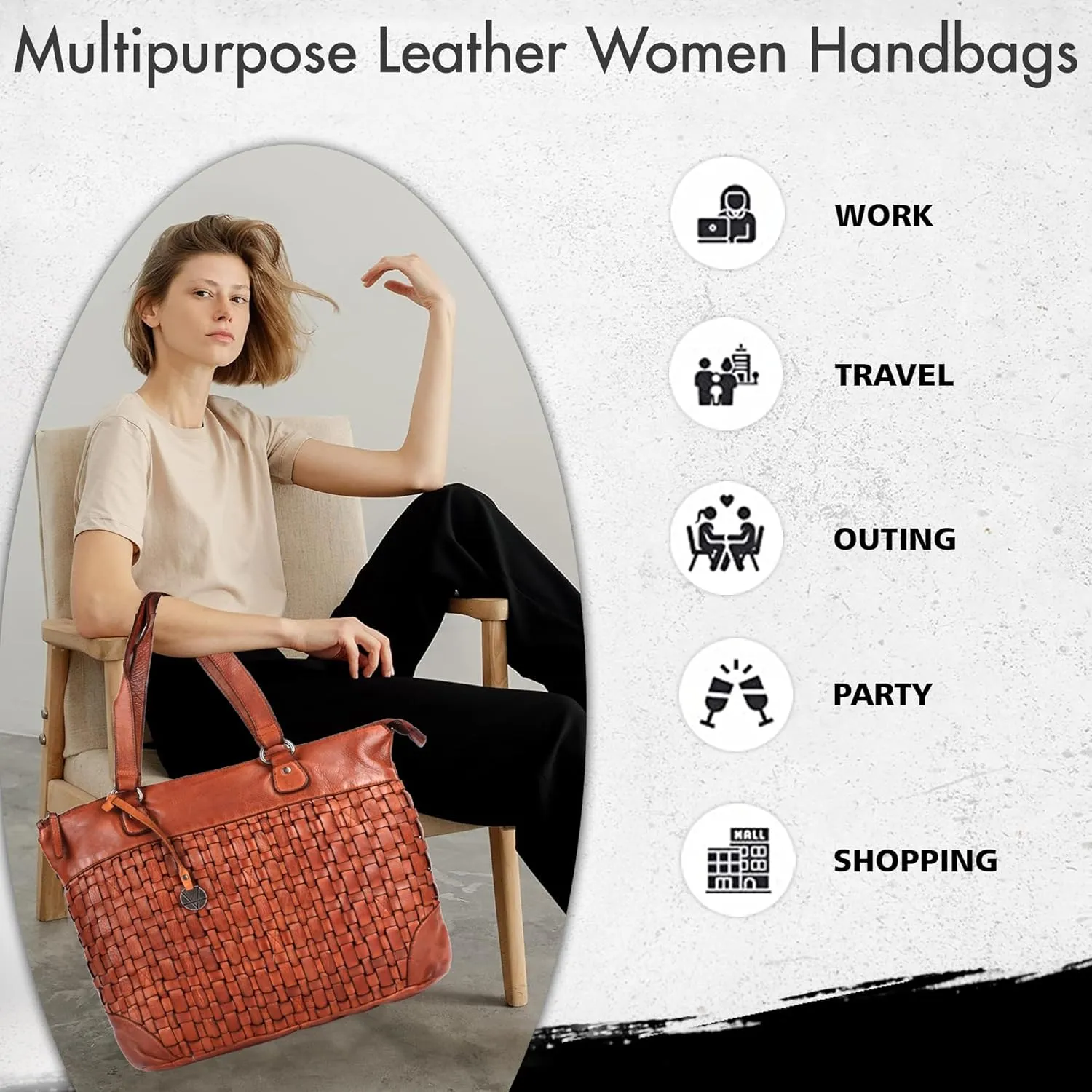 Genuine Leather Women's Tote Handbags, Satchel Purse Ladies Shoulder Bags with Top Handle