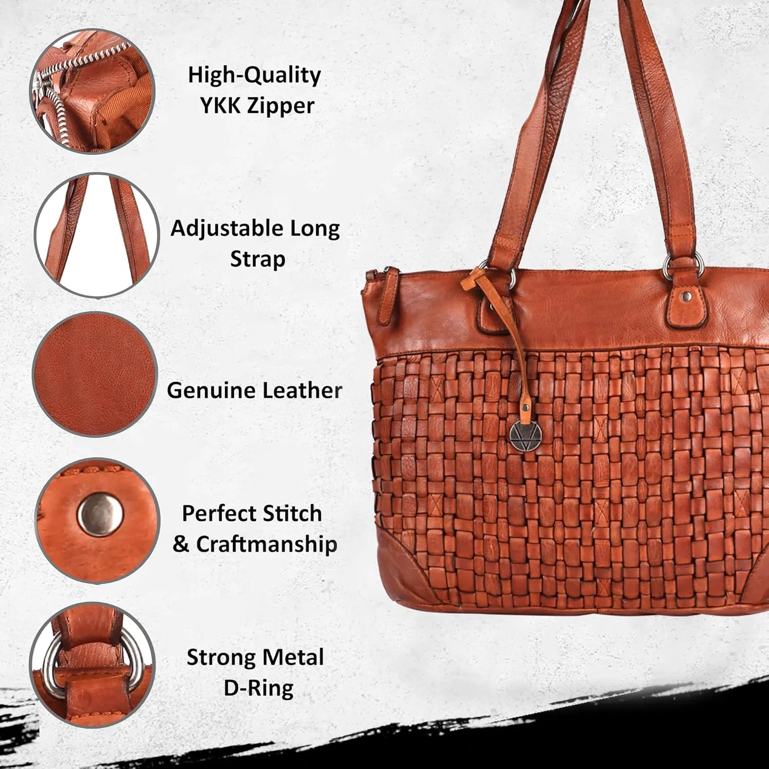 Genuine Leather Women's Tote Handbags, Satchel Purse Ladies Shoulder Bags with Top Handle