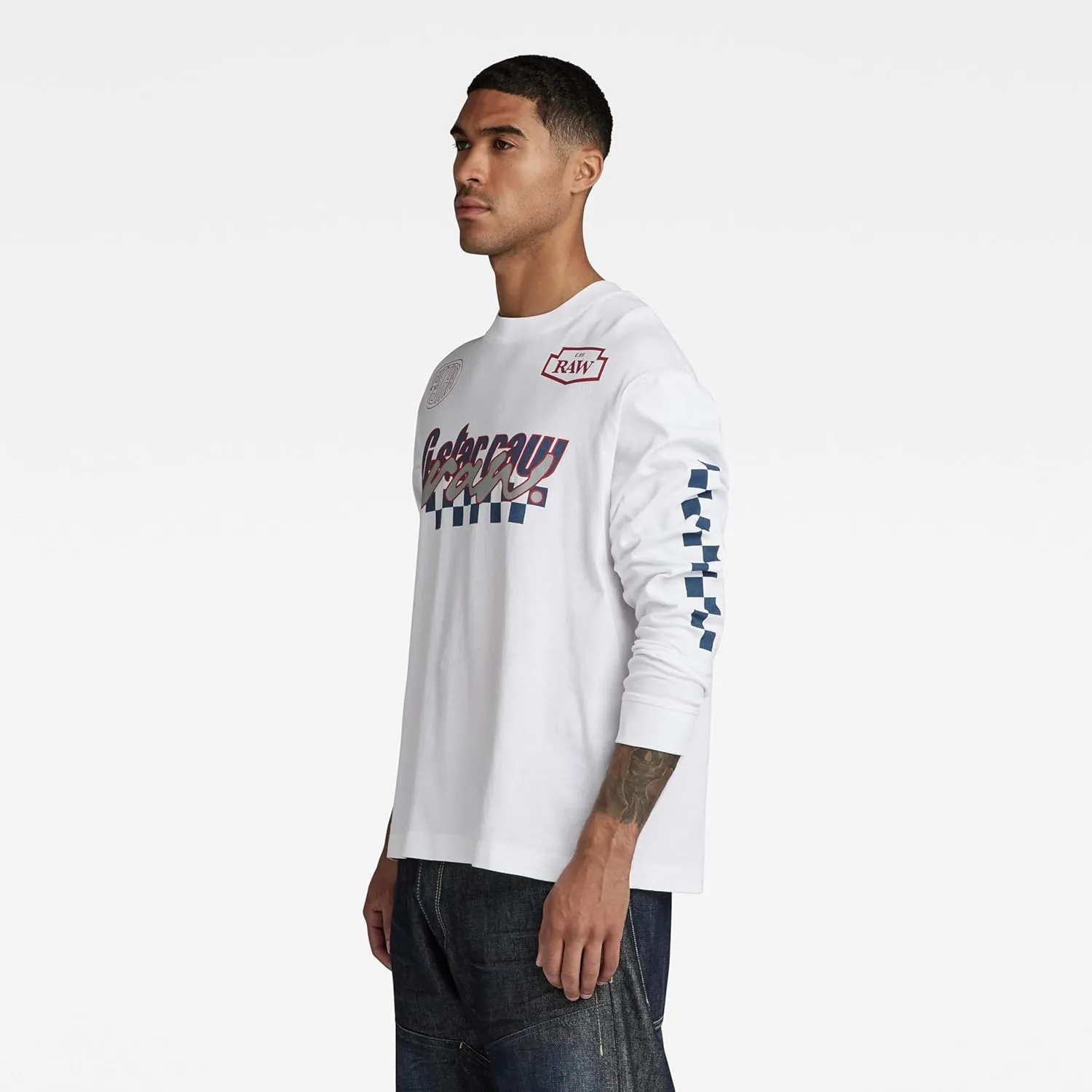 Gestarou MOTO BOX GRAPHIC T-SHIRT Men's Long Sleeve T-Shirt, Oversized Fit