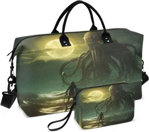 Giant Alien Person Sports Gym Bag for Women Men Travel Duffel Bag Weekend Overnight Carry on Bag with Toiletry Bag Air Travel Bag for Plane Hospital Swimming Yoga Workout