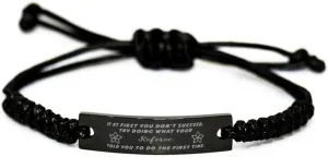 GIFTVILLE & SURPRISE Black Stainless Steel Handmade Bracelets Adjustable Cord Inspirational, Referee If at first you don't succeed, try doing what your athletic trainer told you to do the first time.